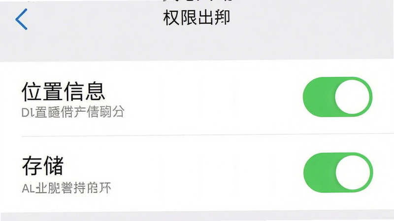 �ֻ����ý����ͼ����ʾ�������APP��Ȩ�޹���ҳ�棬�����б�ʽ���Ű����������ϵͳԭ��UI��ϸ�ڰ�����λ����Ϣ���͡��洢��Ȩ�޿���Ϊ����״̬�������������ɾ����޶���Ԫ��