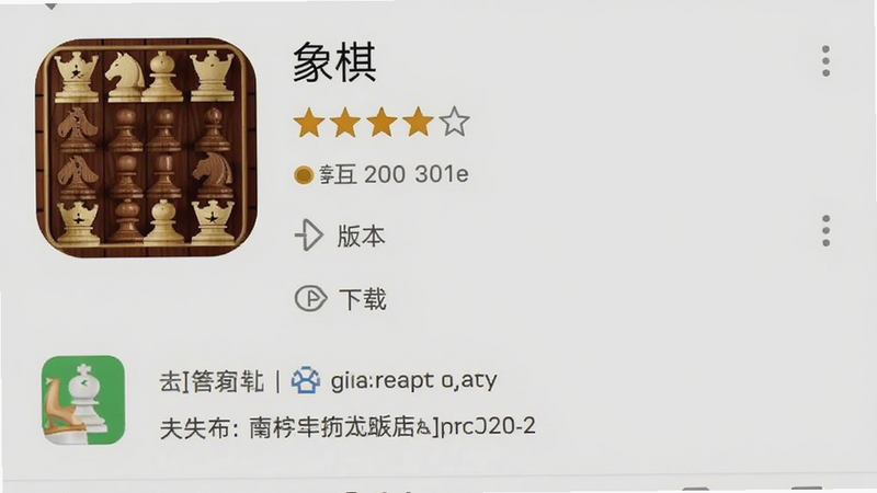 手机应用商店界面截图,显示“象棋”应用详情页,包含评分、下载量、版本信息、开发者信息,界面整洁,文字清晰,无广告干扰,背景为浅灰色,画质高清