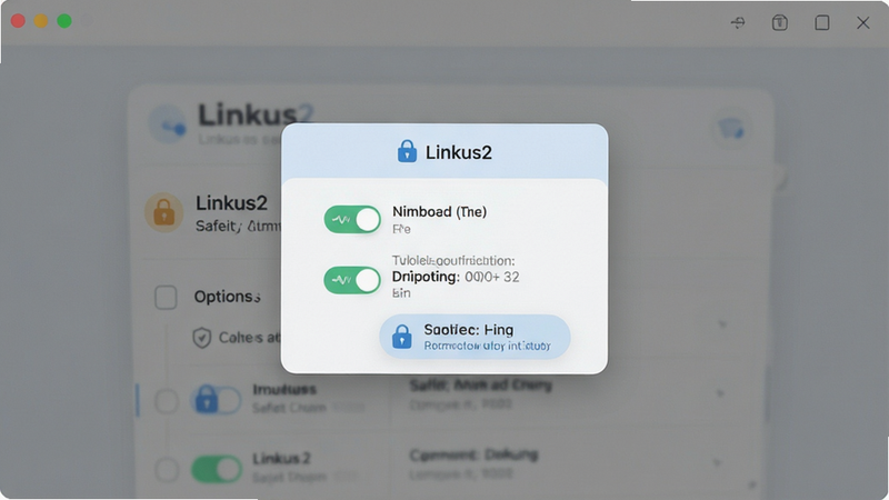 主体为Linkus2隐私设置弹窗,布局展示开关控件与选项列表,排版简洁明了,风格柔和,细节包含锁形图标与安全标识,画质细腻,干净,无多余元素