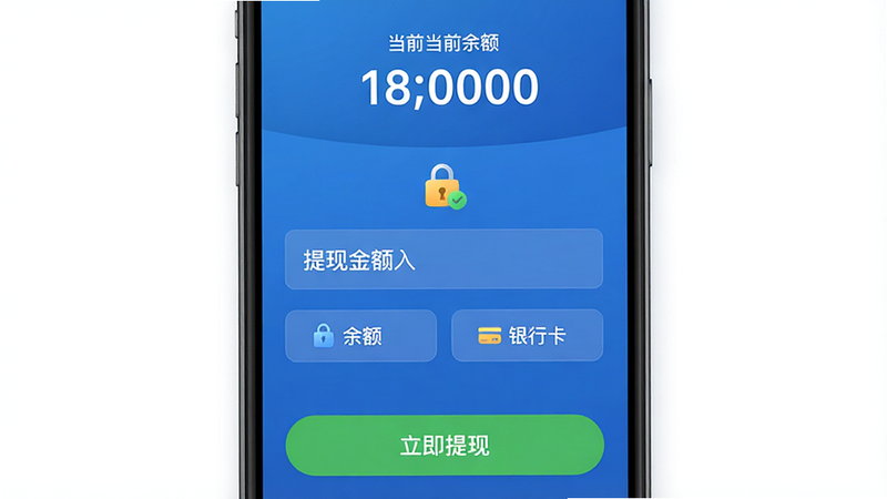 ����Ϊ��̦��Ϸ����APP��Ǯ������ҳ�棬����Ϊ������ʾ��ǰ������֣��в�Ϊ���ֽ������������ѡ��ť���ײ�Ϊ�ύ��ť���Ű������ˣ����Ϊ������APP���õ���ɫ����ϸ�ڴ��а�ȫ��ͼ�꣬���ʸ��壬�ɾ����޶���Ԫ�أ����ְ������������֡��������������п���