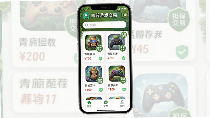 ����Ϊ��̦��Ϸ����APP���ƶ��˽���չʾ�����ֲ������ĶԳ���ƣ�������ʾ����̦��Ϸ���ס�Ʒ��Logo�����������в�Ϊ����״����Ʒ�Ƽ���Ƭ��������Ϸͼ�ꡢ�۸��ǩ�͡��������ס����£��ײ�Ϊ���������Ű��������򣬷��Ϊ�ִ���Լ�Ƽ��磬ϸ�ڴ�������ɫ��̦Ԫ��װ�Σ����ʸ��壬�ɾ����޶���Ԫ�أ����������ɼ�����������ҳ���������ס������ҵġ�