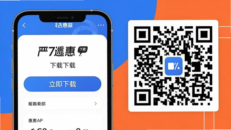 ����Ϊ��ѡ��APP����ҳ�棬���ְ������������ء���ť���ά�룬����ΪƷ��ɫ������ִ���ϸ�ھ��£������������ɾ����޶���Ԫ��