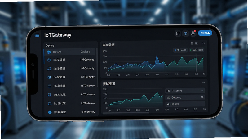 ����Ϊһ�Ÿ���������ֻ���Ļ��д���ֻ��������ã���Ļ��ʾ IoTGateway �����������棬���������ɫ�Ƽ��磬������豸�б����Ҳ���ʵʱ����ͼ����������ģ���Ĺ�ҵ������������������ɫ��Ч�����־��У��Ű�����������ִ�����ϸ�ڷḻ������ 4K���ɾ����޶���Ԫ�أ����֡�IoTGateway�������ɼ�