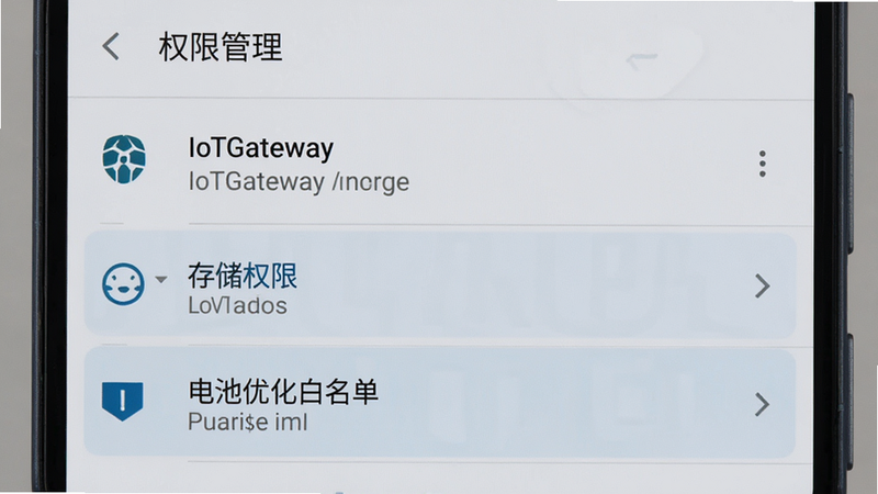 ������һ����׿�ֻ����ý��棬��ʾ IoTGateway ��Ȩ�޹���ҳ�棬������ʾ�洢Ȩ�޺͵���Ż�������ѡ�����Ϊǳ��ɫ�������б�ʽ���Ű����������ϵͳԭ����ϸ��׼ȷ�����ʸ��壬�ɾ����޶���Ԫ�أ����֡�Ȩ�޹�����
