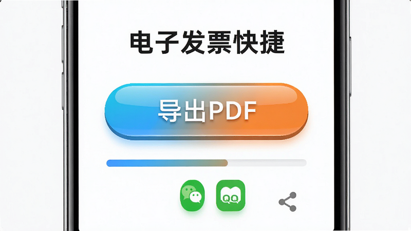 չʾ�����ӷ�Ʊ��ݡ�APP�ĵ������ܽ��棬�м���һ����ġ�����PDF����ť���·���ʾ���������Ա���΢�ź�QQ�ķ���ͼ�꣬������Ƽ���ִ���ɫ��������ͻ����������ԣ�ϸ�ڴ��й���Ч�������ʸ��壬�ɾ��޶���Ԫ��