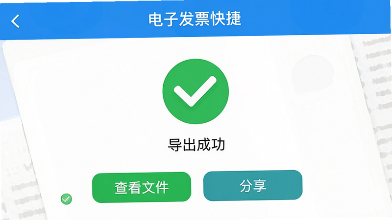 չʾ�����ӷ�Ʊ��ݡ�APP��PDF�����ɹ����棬�м���һ����ɫ�ĶԹ�ͼ�꣬�·���ʾ�������ɹ������Ա��С��鿴�ļ����͡���������ť�����������ˣ�ɫ�����ޣ�ϸ�����������ʸ��壬�ɾ��޶���Ԫ��