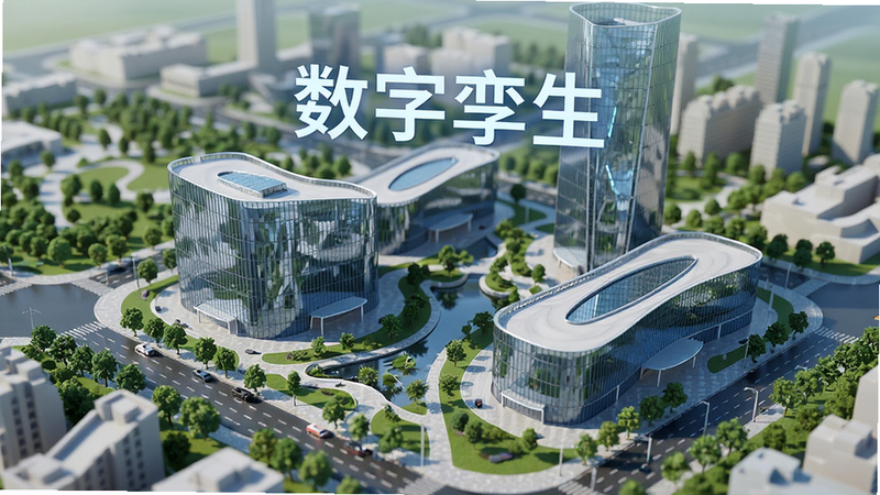 主体为三维城市模型特写,聚焦于雄安标志性建筑群,布局呈现立体空间感,排版突出建筑细节与周围绿化,风格写实且具未来感,细节包含玻璃幕墙反射与道路纹理,画质细腻,干净,文字
