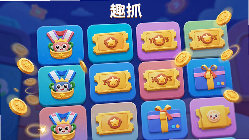����Ϊ��Ȥץ��Ӧ�õĶһ����Ľ���չʾ����Ļ�������Ŷ�������ѫ�¡��Ż�ȯ����Ʒ��ͼ�꣬ɫ�������Ҿ�������С����ֲ��ÿ�Ƭʽ�ѵ��ṹ���Ű��η����������ÿɰ���ϸ�ڴ��ɼ������˸��΢��Ч��ʾ������ϸ�壬ɫ�ʱ��Ͷȸߣ��޶���UIԪ�أ�ֱ�۴��Ȥץ���ḻ�Ľ������ݡ�