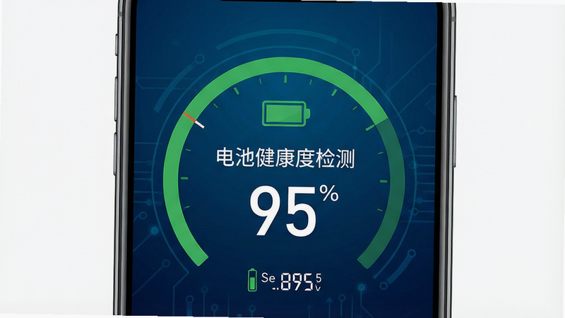 主体为一部现代智能手机正面特写,屏幕显示绿色仪表盘界面,中央大字显示
