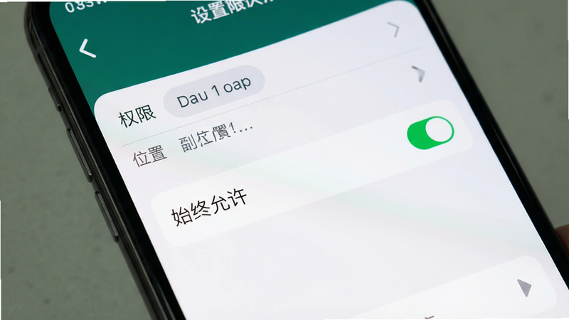 主体为手机设置权限界面,布局显示位置信息权限选项,排版清晰,风格系统原生UI,细节显示“始终允许”勾选状态,画质清晰,干净,无多余元素