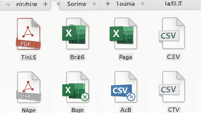 ����Ϊ�ļ��������棬��ʾ����ļ�ͼ�꣬����PDF��Excel��CSV�ļ����ļ��������ɼ�������Ϊǳ��ɫ�ļ�����ͼ����������״���Ű����룬����Լ��ϸ���ļ�����ͼ�����ԣ����ʸ��壬�ɾ����޶���Ԫ��