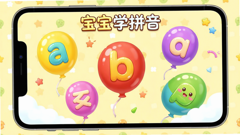 ������ѧƴ����Ӧ�õ���Ϸ���棬����Ϊ�����ɰ���ƴ����ĸ����Ư���ڿ��У����ַ�ɢ��ƽ�⣬���ͯȤ��ɫ�ʱ��Ͷȸߣ�ϸ�ھ��£���������������Ϊǳ��ɫ