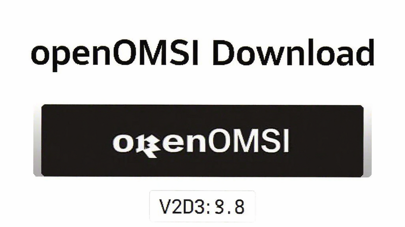 openOMSI 安卓版下载页面截图,显示下载按钮和版本号,界面简洁,风格专业,文字'openOMSI Download'醒目,画质清晰,无广告干扰