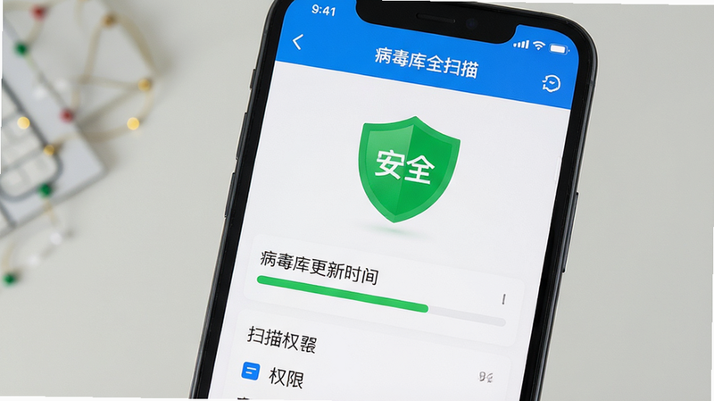 ����Ϊ�ֻ���ȫɨ����棬��ʾ����ȫ����ɫ����ͼ�꣬���־��У��Ű��࣬������θ�ǿ��ϸ�ڰ������������ʱ�䡢ɨ���������Ȩ���б����������������ʸ��壬�ɾ����޶���Ԫ��