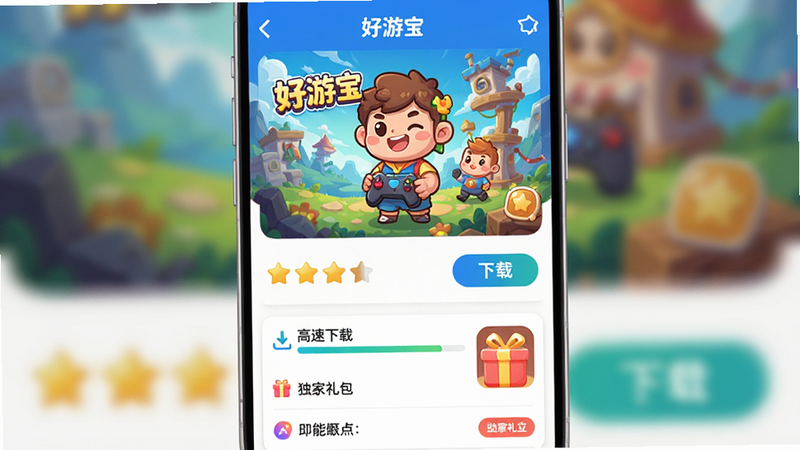 ����Ϊ�����α���APP����Ϸ����ҳ���棬�����Ϸ�Ϊ��Ϸ��ͼԤ�����в�Ϊ�����Ǽ������ذ�ť���·�Ϊ���������б����Ű�������򣬷��Ϊ�������õĿ�ͨ�廭�磬ϸ�ڴ�չʾ���������ء��������롰���������ͼ�꣬�����������ɾ��޶���Ԫ��