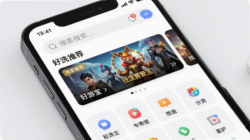 ����Ϊ�ֻ���Ļչʾ�����α���APP��ҳ���棬����������Ϊ�������������в���ѡ��Ϸ�ֲ�ͼ���·���������ͼ�꣬�Ű����룬���Ϊ�ִ�����Ƽ��磬ϸ�ڴ���ʾ�����ġ������Ƽ�����ǩ�����ʸ��壬�ɾ��޶���Ԫ��