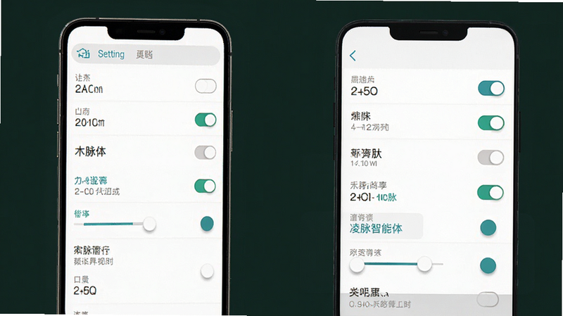 凌脉智能体设置界面示意图,主体为手机设置菜单,布局列表式,排版紧凑,风格极简,细节包含开关按钮与滑块控件,画质清晰,干净,无多余元素