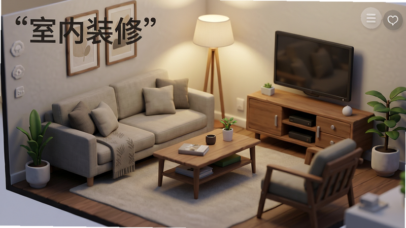 ��������Ϸ�ڵķ���װ�ν��棬չʾɳ�����輸����صƵȼҾ߰ڷţ�������ܰ���ʣ��Ű�������Ȼ������ִ���Լ��ϸ�ڱ��棬���ʸ��壬�ɾ�����������