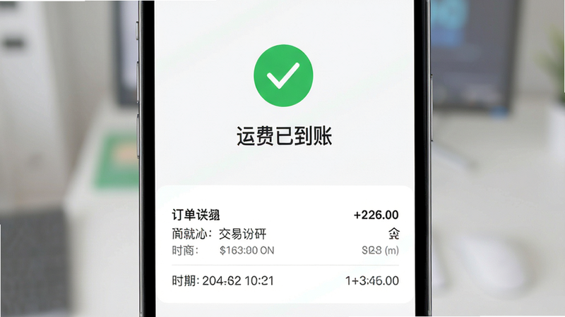 手机界面截图,显示交易成功页面,绿色对勾图标,文字显示