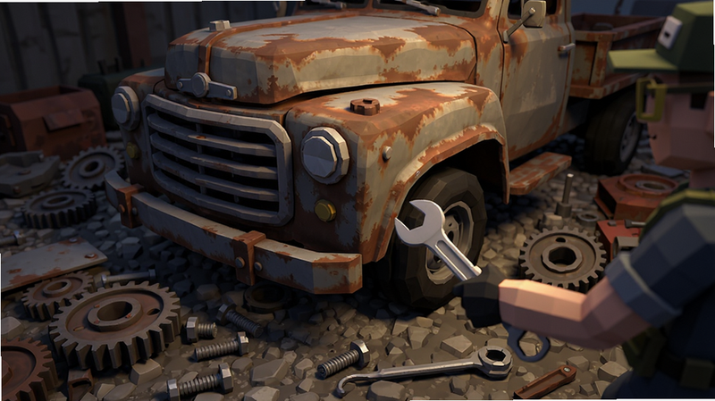 Scrapyard ��Դ�����д����ҽ�ɫ�ֳֹ������ڲ��һ������ľɿ�������Χɢ���ų��֡���˿������������������Ϊ�ֲڵ���ʯ�أ����߻谵��ͻ�������ʸУ��Ͷ���η��ϸ�ڷḻ���������ȣ�������
