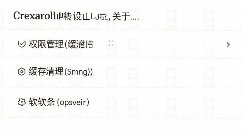 一个木函设置界面预览图,显示权限管理、缓存清理、关于软件等选项,界面简洁,文字清晰,背景为白色,整体风格专业且用户友好,无广告干扰,高清细节展示