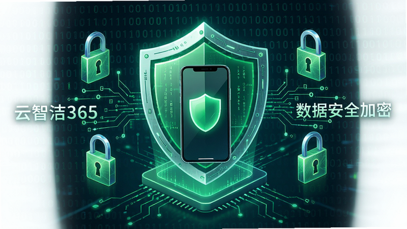 展示数据安全防护的抽象概念图,主体为一个盾牌图标保护着手机,周围环绕着锁和数据流的线条,布局中心对称,风格为科技安全风,细节展现绿色安全盾牌和二进制代码背景,画质高清,干净无杂乱元素,文字包含