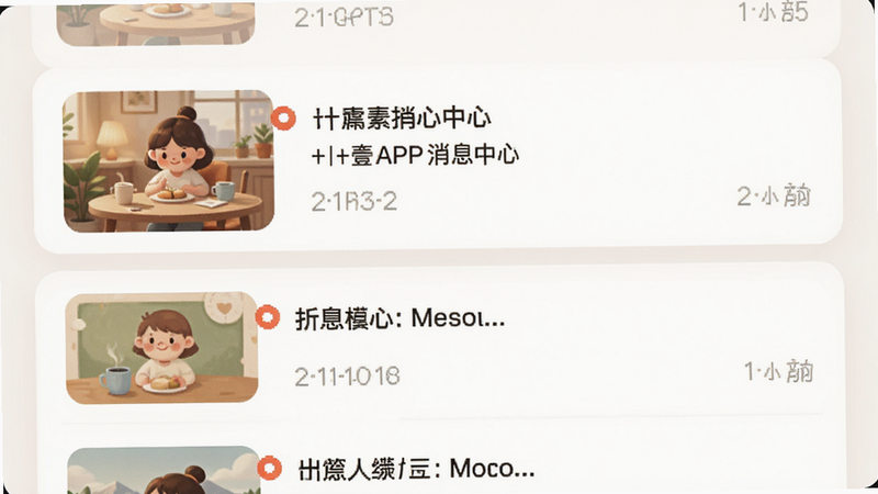 一加壹APP消息中心界面,主体显示多条分类清晰的消息卡片,布局采用卡片式设计,排版左图右文,风格温馨亲切,细节包含未读红点提示与时间戳,画质清晰,干净,无多余装饰