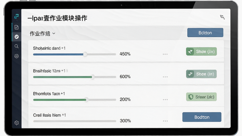 一加壹作业模块操作界面,主体展示作业列表与提交按钮,布局简洁明了,排版上下结构,风格学术专业,细节有进度条与状态标签,画质高保真,干净,无杂乱元素