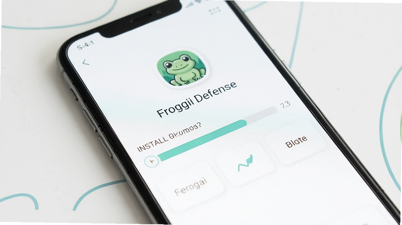 һ�������ֻ���Ļ��ʾFroggii Defense��װ���棬������࣬ͻ����װ������������ִ���Լ��ɫ�����£������������Ű���������ʸ��壬�ɾ�������Ԫ�أ�������ȷ���޶�������