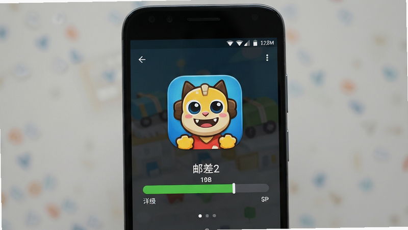 主体为安卓手机安装界面,显示《邮差2》的安装进度条与图标,布局居中,排版清晰,风格为系统界面截图,细节真实,画质高清,干净,无多余元素