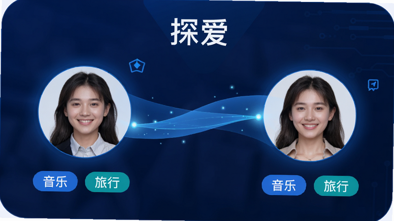 ����Ϊ��̽����APP����ƥ�书��ʾ��ͼ�����ֳ��������û�ͷ��ͨ��������ӣ��Ű��࣬���Ƽ�����ɫ����ϸ��չʾ��Ȥ��ǩ�硰���֡��������С��������������ɾ����޶���Ԫ�أ����֡�����ƥ�䡱