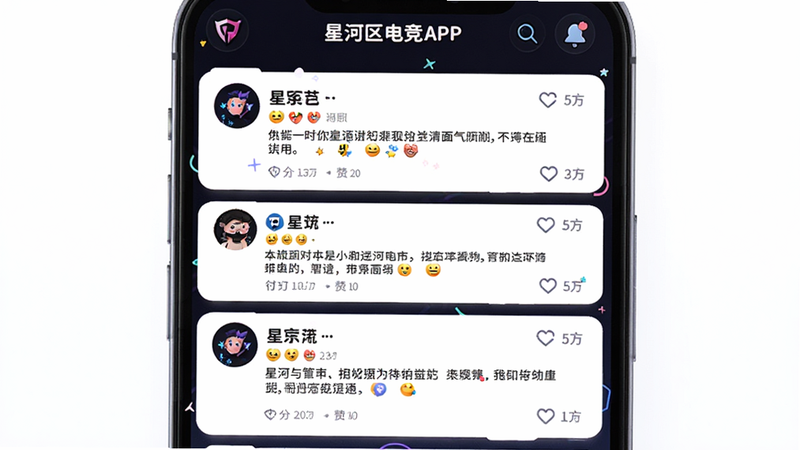 ����Ϊ�Ǻӵ羺APP����������ҳ������Ϊ��������ʽ��ÿ�����Ӱ����û�ͷ���ǳơ�����ժҪ�����������Ű�����Ѻã�������ữ��ϸ��չʾ��������뻥��ͼ�꣬���ʸ��壬�ɾ����޶���Ԫ��