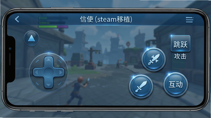 һ��չʾ����ʹ(steam��ֲ)����Ϸ���ý����ģ��ͼ���������ֻ���Ļ����ʾ����ҡ�˺͹�����ť�Ĳ��֣�����Ϊ��͸������Ϸ�������������������ҡ�ˣ��Ҳ�����Բ�ΰ�ť���ֱ��ע