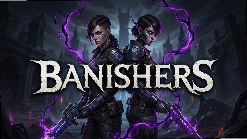 ����ΪBanishers��Ϸ��������ͼ�����־��У��Ű�����������Ϊ��������������ֲ���ϣ�ϸ��չʾ��Ů���Ǳ�����վ������Χ������Ť������ɫ������Ч������4K���壬�ɾ����޶���Ԫ�أ�����