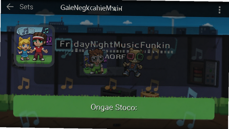FridayNightMusicFunkinRhythmFNFGame �ֻ����ý���ʾ��ͼ��չʾ��Ϸ����ģʽ����״̬��ͼ�������������࣬�޶��൯�����߱����ͼ