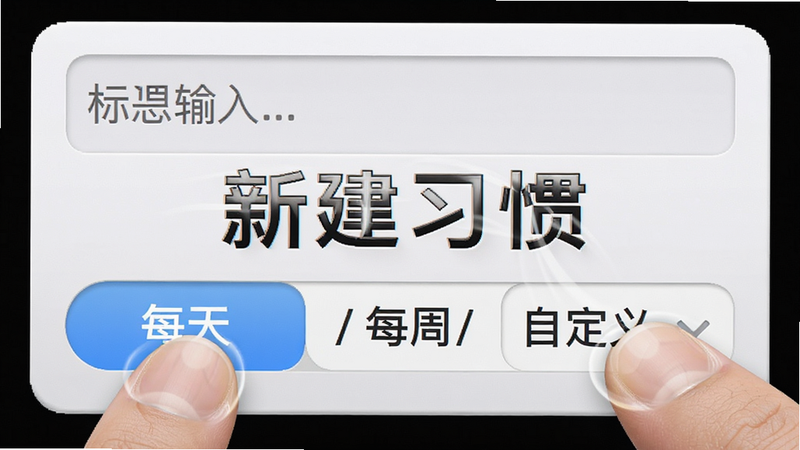 ����Ϊϰ�߱༭���棬�����Ϸ�Ϊ����������·�ΪƵ��ѡ������ÿ��/ÿ��/�Զ��壩���Ű���жԳƣ����ΪiOS������ﻯ���ƽ����ϣ�ϸ��չʾ��ָ�����ť�Ķ��������ʸ߱��棬���֡��½�ϰ�ߡ���Ŀ