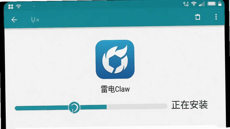雷电Claw安装过程截图,主体为安卓系统安装界面,布局居中显示进度条与图标,风格系统原生UI,细节包含“正在安装”文字,画质标准,干净,无多余元素,文字