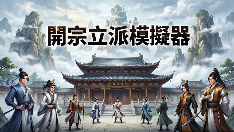 主体为一款名为“宗立派模器”的手机游戏宣传图,布局采用中心对称构图,背景是云雾缭绕的仙侠山峰,前景展示一座宏伟的古代宗门派建筑,周围环绕着身穿不同道袍的弟子角色,风格为高精度国风插画,细节丰富,画质4k,干净无多余元素,文字“宗立派模器”居中加粗显示
