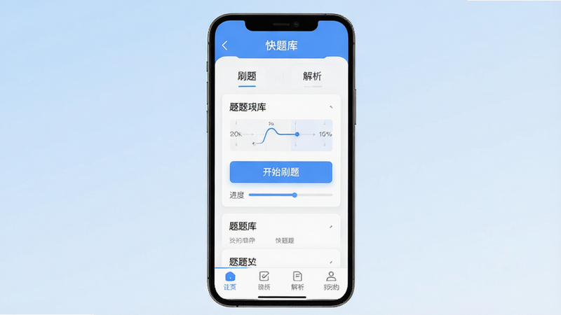 ����Ϊ�����App��������չʾ������Ϊ�ֻ���Ļ���У�����Ϊ�ɾ���ǳ��ɫ���䣬�Ű�����չʾ�������������м���Ŀ��Ƭ����͵ײ����ܲ˵������Ϊ�ִ���ƽ��UI��ƣ�ϸ�ڰ��������ġ���ʼˢ�⡱��ť�������Ľ�����ָʾ������4k���ɾ����޶���Ԫ�أ����ֱ�ǩΪ������⡱����ˢ�⡱����������