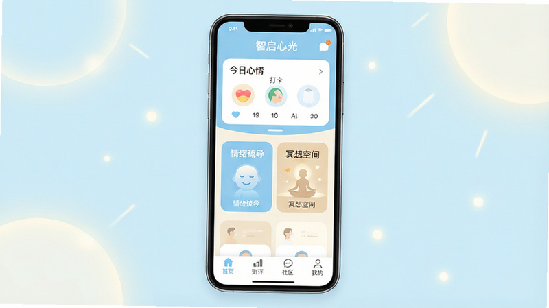 ��������ȫ��չʾ������Ϊ�������Ĺ⡱APP��ҳ������������������ʾ���������顱��ģ�飬�в�Ϊ�������赼���롰ڤ��ռ䡱���������ڣ��ײ���������������ҳ���������������������������ҵġ������Ϊ��������ϵ��ɫ���Ե������װ�Ϊ����ϸ�ڴ�����͵Ĺ���Ч�������ʸ��壬�ɾ��޶���Ԫ�أ����֡������Ĺ⡱�����ɼ�����ƽ����ƣ��ƶ���������ͼ