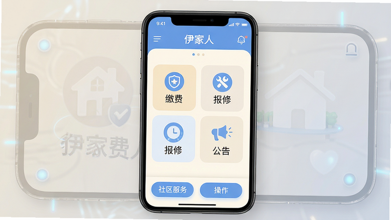 ����Ϊ������APP�ĸ������չʾ������������Ϊ�������������в����Ĺ�������ͼ�꣨��ɷѡ����ޡ����棩���ײ�Ϊ������ť���Ű�����Գƣ�����Լ�ִ���ɫ������ܰ���װ�ɫ����͵���ɫΪ����ϸ�ڴ����ֿƼ������׺���������������ʾ