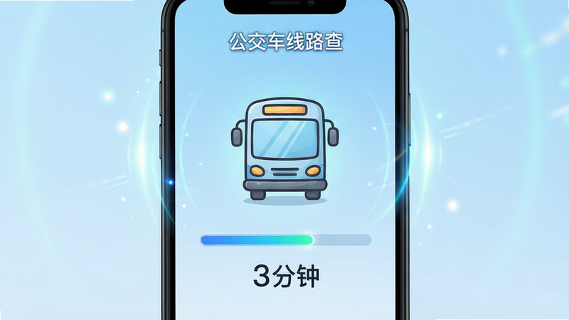 �ֻ�Ӧ�ý��棬����Ϊ����������·�顱APP��ʵʱ��վҳ�档��Ļ������ʾһ����ͨ������ͼ�꣬�·��н������͵���ʱ���֡�3���ӡ�������Ϊ����ɫ���䡣�������ĶԳƣ��Ű��࣬���Ƽ���ǿ��ϸ�ڴ��ж�̬��Ч��ʾʵʱ���£�����ϸ�壬�ɾ��޸���Ԫ��