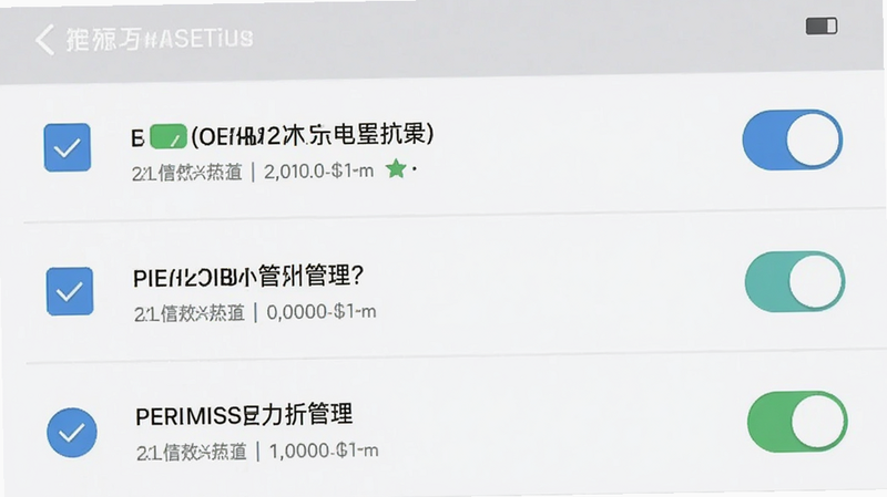 主体为手机设置界面截图,显示电池优化与权限管理,布局为列表形式,排版清晰,风格为现代UI扁平化,细节包含勾选框与开关按钮,画质清晰,干净,无多余元素