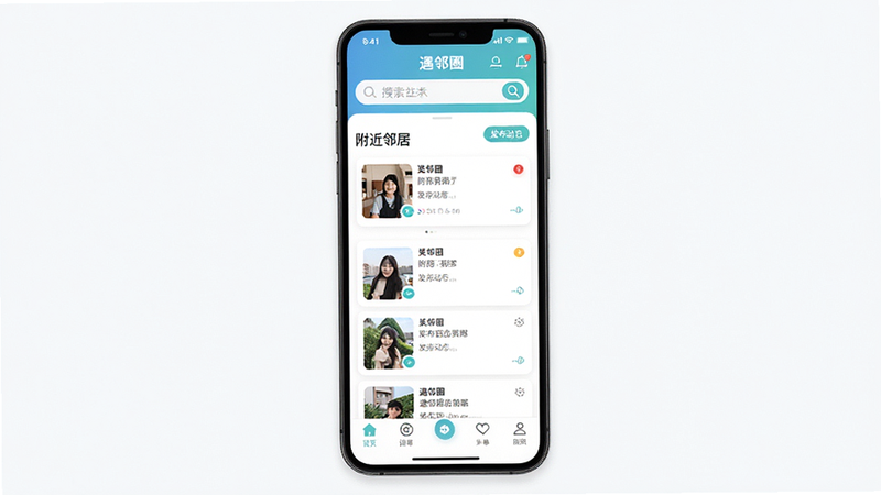 ����Ϊ�ֻ���Ļ���棬��ʾ������Ȧ��APP��ҳ����������������Ϊ���������в�Ϊ�����ھ��б���Ƭ���ײ�Ϊ���������Ű����࣬����Լ�ִ���ϸ�ڷḻ�����壬�ɾ����޶���Ԫ�أ����ְ���������Ȧ�����������ھӡ�����������̬��