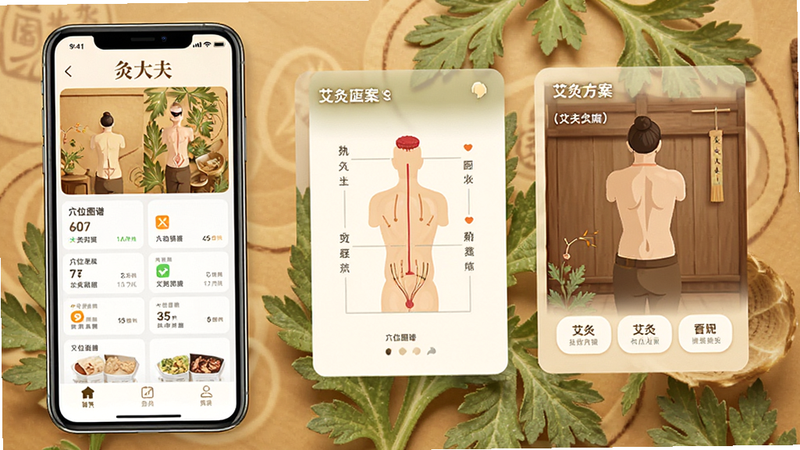 ����Ϊ���Ĵ��APP�ֻ�����ȫ��ͼ����������չʾ��ҳ��Ѩλͼ�ס����ķ���������İ�飬�Ű���ñ�ƽ����Ʒ��ϸ�ڴ�������ҽԪ���簬����������������ִ���Լ����ܰ�����ʸ��壬�޶���Ԫ�أ����֡��Ĵ�������ɼ����ɾ�