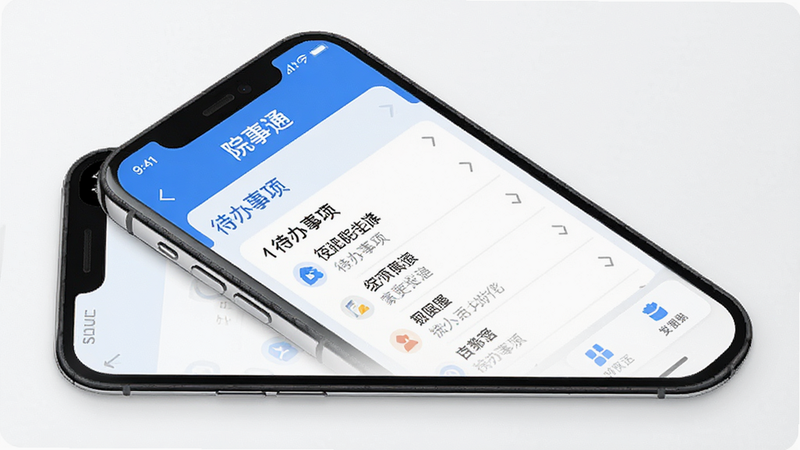 ����Ϊ�ֻ���Ļ���棬��ʾԺ��ͨAPP��ҳ���������࣬�����������������ײ�����ͼ�����й���������ִ���Լ����ɫ��ɫ����ϸ�ڴ���ʾ���������б������ʸ��壬�ɾ����޶���Ԫ�أ�������ʾΪ