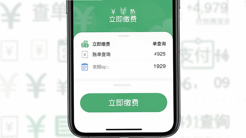 ����Ϊ�ֻ�֧�����棬�������½ṹ���Ϸ���ʾ�˵����飬�·�Ϊ֧����ť���Ű������ˣ���������Ѻã���ɫ����֧���ɹ���ϸ�ڰ�������ҷ��ź��˵�ͼ�꣬�������֡������ɷѡ������˵���ѯ�������ʸ��壬�ɾ����޶���Ԫ��