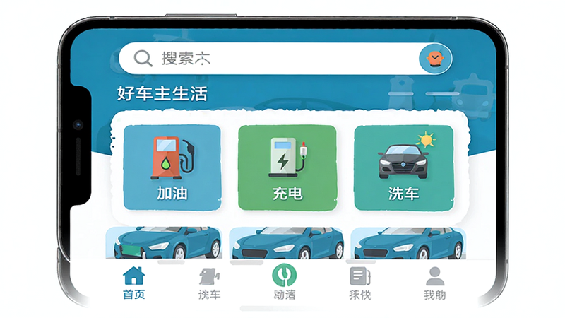 ����Ϊ�ֻ���Ļչʾ���ó������App��ҳ���棬����������Ϊ�������������в����Ĺ���ͼ���������͡���硢ϴ�������ײ����������Ű���ñ�ƽ����ƣ�����ִ���Լ��ϸ�ڴ���������Ԫ��װ�Σ����ʸ��壬�ɾ��޶���Ԫ�أ����֡��ó�����������ɼ���