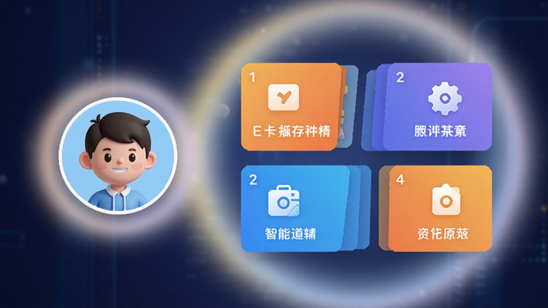����һ�Ÿ���ͼ��չʾE��ͨ�����ܻ��Ƽ����棬������û�ͷ���Ҳ��Ƕ�̬���еĹ��ܿ�Ƭ������������͵Ĺ���Ч�������ֿƼ��к����ܸУ�������������������