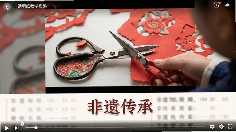 ����Ϊ���ż�ֽ��ѧ��Ƶ���Ž��棬�����Ϸ���Ƶ�·�����˵�����Ű������ˣ�������Ũ�����й���ͳ����ɫ�ʣ�ϸ��չʾ�������ֽ��д������ϸ�壬�ɾ����޶���Ԫ�أ�������ʾ